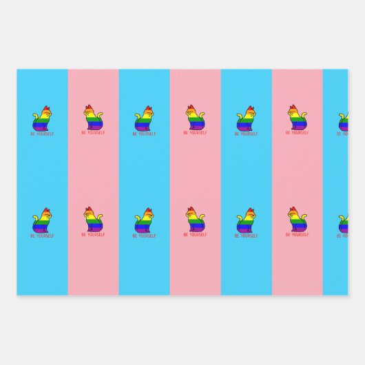 LGBTQ+ Pride Kat - Wees jezelf Inpakpapier Vel (Voorkant 3)