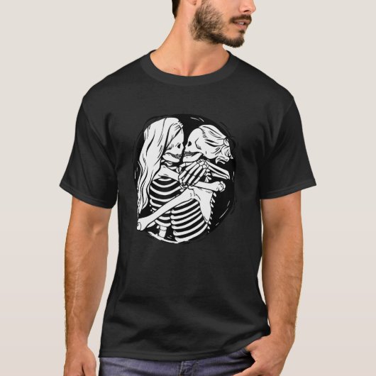 LGBTQ Pride Lesbian Skeleton Halloween Valentine s T-shirt (Voorkant)