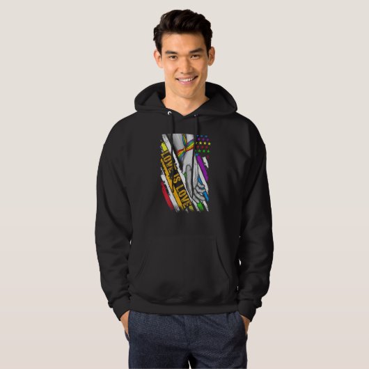 LGBTQ Pride Love Is Love USA Amerikaanse vlag Prid Hoodie (Voorkant volledig)