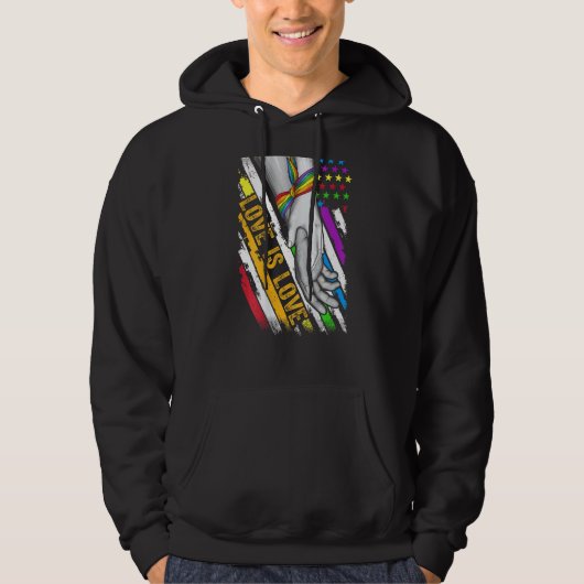 LGBTQ Pride Love Is Love USA Amerikaanse vlag Prid Hoodie (Voorkant)