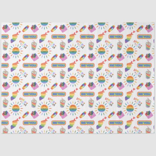 LGBTQ + Pride Love is Love Wrapping Tissue Paper Tissuepapier (Voorkant)
