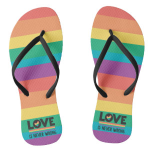 LGBTQ Pride Love is nooit verkeerd in regenboogvla Teenslippers