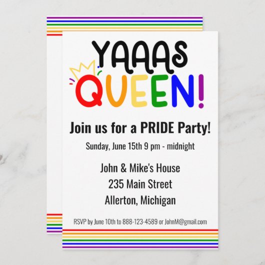 LGBTQ PRIDE Maand Uitnodiging (Voorkant / Achterkant)