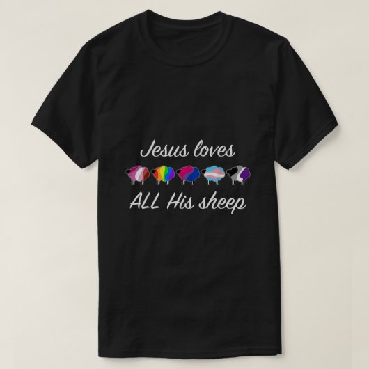 LGBTQ Pride Month Ally Rainbow Flag Sheep Jesus Ch T-shirt (Design voorkant)