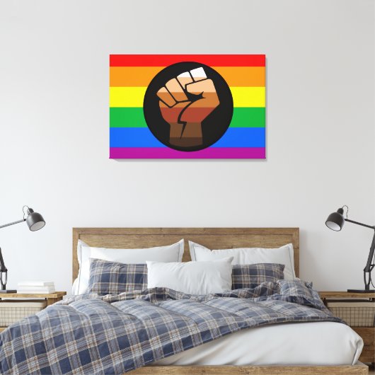 LGBTQ PRIDE (POC Fist Pride) Canvas Afdruk (Insitu (Slaapkamer))