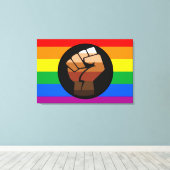 LGBTQ PRIDE (POC Fist Pride) Canvas Afdruk (Insitu (Houten vloer))