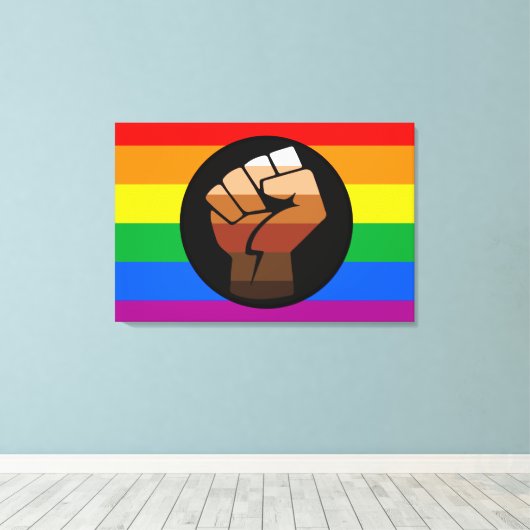 LGBTQ PRIDE (POC Fist Pride) Canvas Afdruk (Insitu (Houten vloer))