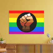 LGBTQ PRIDE (POC Fist Pride) Canvas Afdruk (Insitu (Woonkamer))