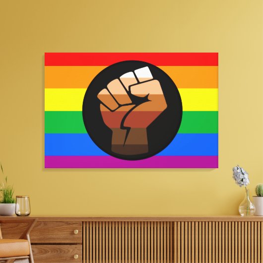 LGBTQ PRIDE (POC Fist Pride) Canvas Afdruk (Insitu (Woonkamer))