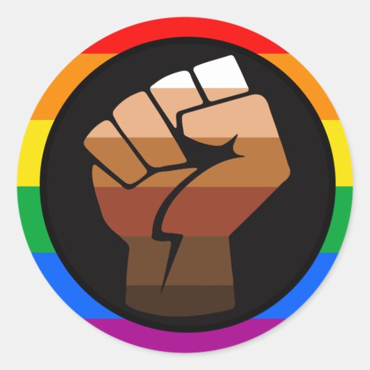 LGBTQ PRIDE (POC Fist Pride) Ronde Sticker (Voorkant)