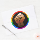 LGBTQ PRIDE (POC Fist Pride) Ronde Sticker (Envelop)