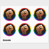LGBTQ PRIDE (POC Fist Pride) Ronde Sticker (Vel)