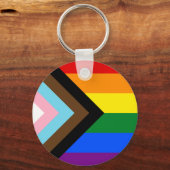 LGBTQ & Pride - Progress Rainbow Flag Sleutelhange Sleutelhanger (Voorkant)