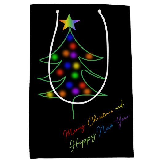 LGBTQ+ / Pride Rainbow Christmas Tree with Stars  Medium Cadeauzakje (Voorkant)