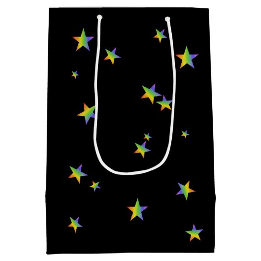 LGBTQ+ / Pride Rainbow Christmas Tree with Stars Medium Cadeauzakje (Achterkant)