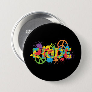 LGBTQ - Pride - Rainbow Colours Paint Splashes Ronde Button 7,6 Cm