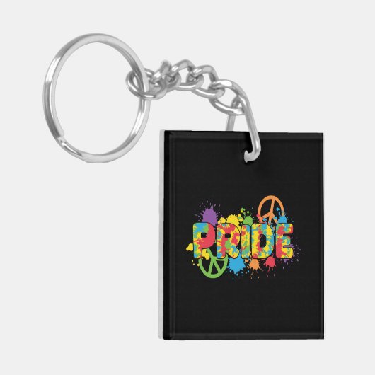 LGBTQ - Pride - Rainbow Colours Paint Splashes Sleutelhanger (Voorkant Links)