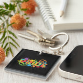 LGBTQ - Pride - Rainbow Colours Paint Splashes Sleutelhanger (Voorkant Rechts)