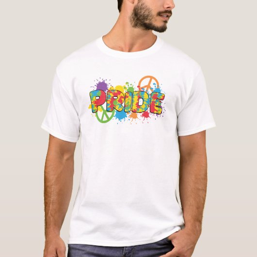 LGBTQ - Pride - Rainbow Colours Paint Splashes T-shirt (Voorkant)