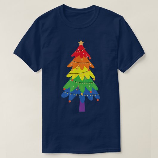 LGBTQ Pride Rainbow Flag Gay Christmas Tree Funny  T-shirt (Design voorkant)