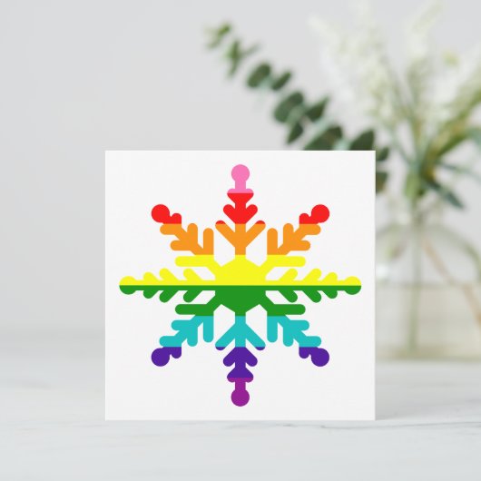 LGBTQ Pride Rainbow Flag Kerstmis Snowflake Feestdagenkaart (Staand voorkant)