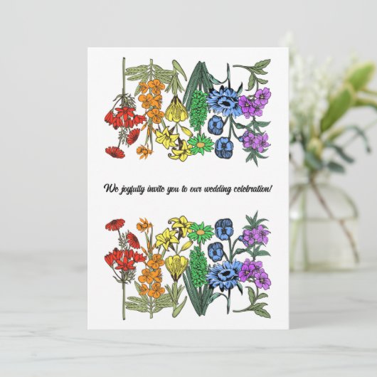 LGBTQ Pride Rainbow  Flower Wedding Kaart (Staand voorkant)