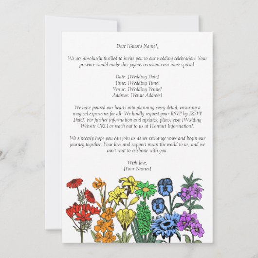LGBTQ Pride Rainbow  Flower Wedding Kaart (Achterkant)