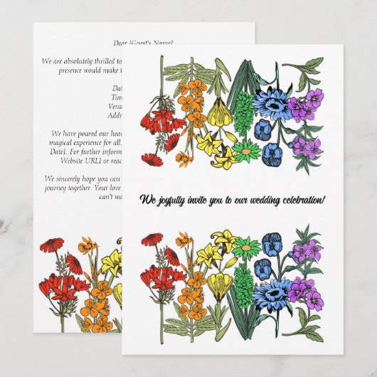 LGBTQ Pride Rainbow  Flower Wedding Kaart (Voorkant / Achterkant)