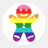 LGBTQ Pride Rainbow Gingerbrood kerstkoekje Ronde Sticker (Voorkant)