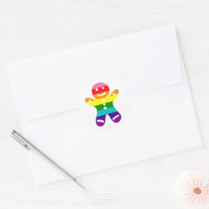 LGBTQ Pride Rainbow Gingerbrood kerstkoekje Ronde Sticker