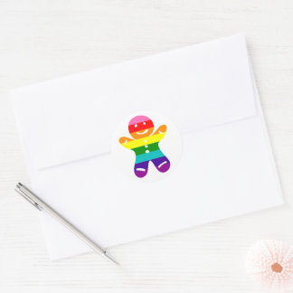 LGBTQ Pride Rainbow Gingerbrood kerstkoekje Ronde Sticker