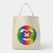 LGBTQ Pride Rainbow Heart Handen Tote Bag (Achterkant)