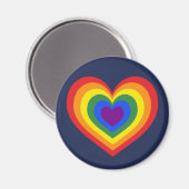 LGBTQ Pride Rainbow Heart op Navy Blue Magneet (Voorkant / Achterkant)