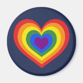 LGBTQ Pride Rainbow Heart op Navy Blue Magneet (Voorkant)