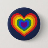 LGBTQ Pride Rainbow Heart op Navy Blue Ronde Button 5,7 Cm (Voorkant)