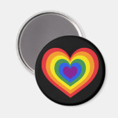LGBTQ Pride Rainbow Heart op zwart Magneet (Voorkant / Achterkant)