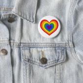 LGBTQ Pride Rainbow Heart Ronde Button 5,7 Cm (In situ)