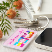 LGBTQ Pride Rainbow Kleuren Typografie Sleutelhanger (Voorkant Rechts)