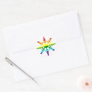 LGBTQ Pride Rainbow-kleuren voor kerstsnowflake Ronde Sticker