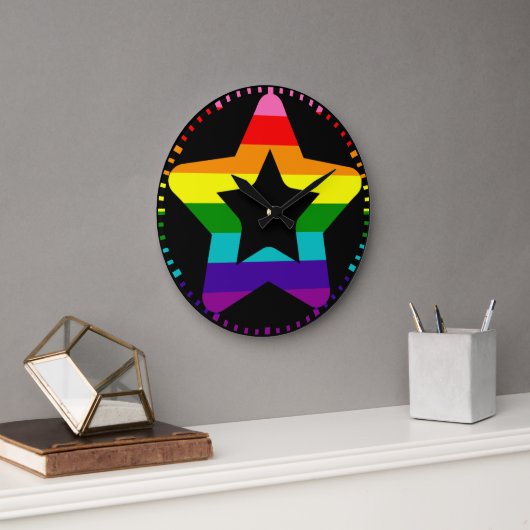 LGBTQ Pride Rainbow kleurige kerstster Grote Klok (Kantoor)