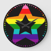 LGBTQ Pride Rainbow kleurige kerstster Grote Klok (Voorkant)