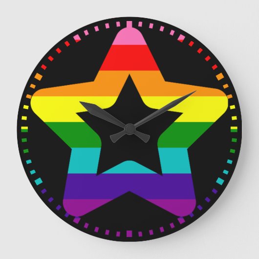 LGBTQ Pride Rainbow kleurige kerstster Grote Klok (Voorkant)