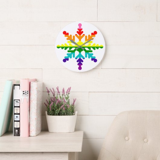 LGBTQ Pride Rainbow kleurrijke kerstsnowflake Grote Klok (Leeskamer)
