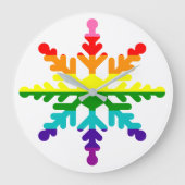 LGBTQ Pride Rainbow kleurrijke kerstsnowflake Grote Klok (Voorkant)