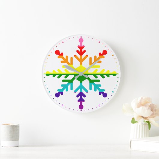 LGBTQ Pride Rainbow kleurrijke kerstsnowflake L Grote Klok (Huis)