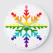 LGBTQ Pride Rainbow kleurrijke kerstsnowflake L Grote Klok (Voorkant)