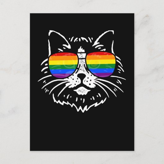 LGBTQ Pride Rainbow kleurrijke zonnebril Cat Lover Briefkaart (Voorkant)