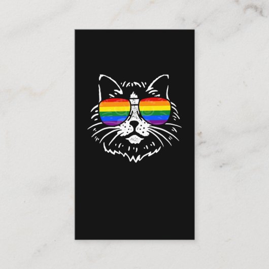 LGBTQ Pride Rainbow kleurrijke zonnebril Cat Lover Visitekaartje (Voorkant)
