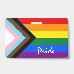 LGBTQ & Pride - Rainbow Progress Flag Badge