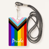 LGBTQ & Pride - Rainbow Progress Flag Badge (Voorkant met draagriem)